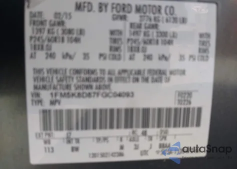 2015 Ford Explorer Xlt z USA, uszkodzony, nr VIN 1FM5K8D87FGC04093